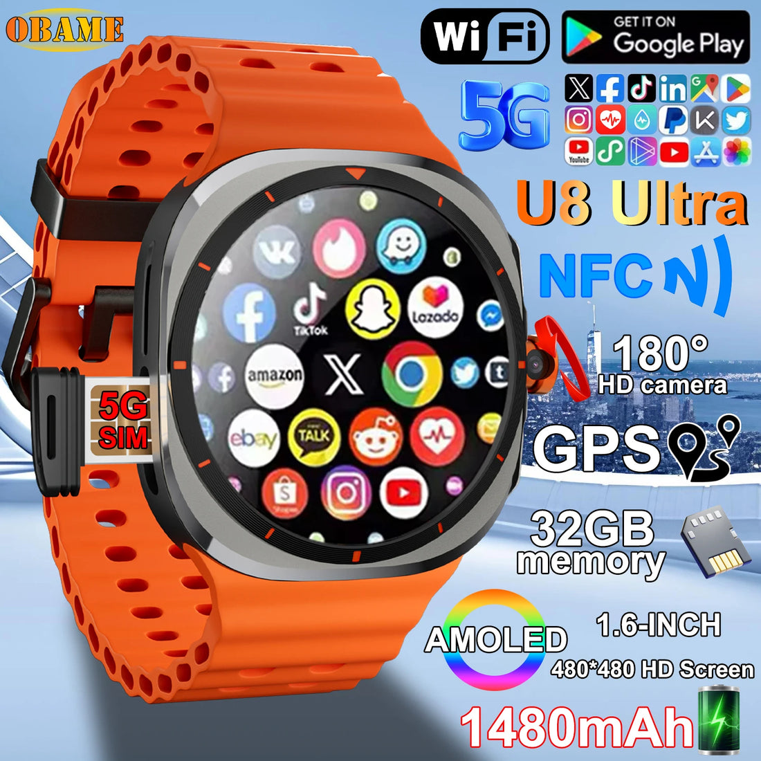 2025 New Watch 8 Ultra 5G Call Smart Watch Men 480*480 HD Screen 32GB Memory - Joinus.